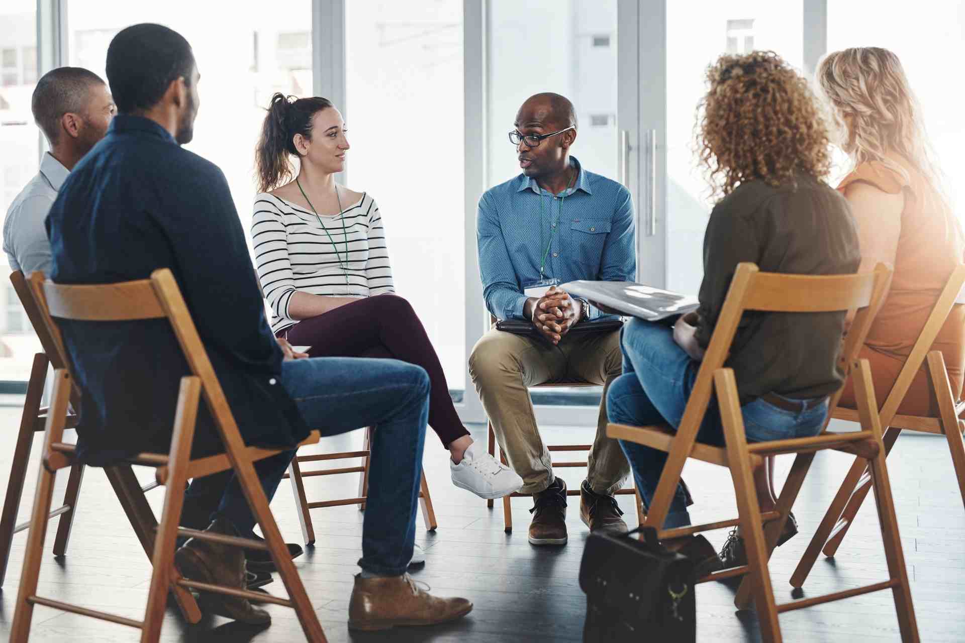 A group therapy session during a partial hospitalization program